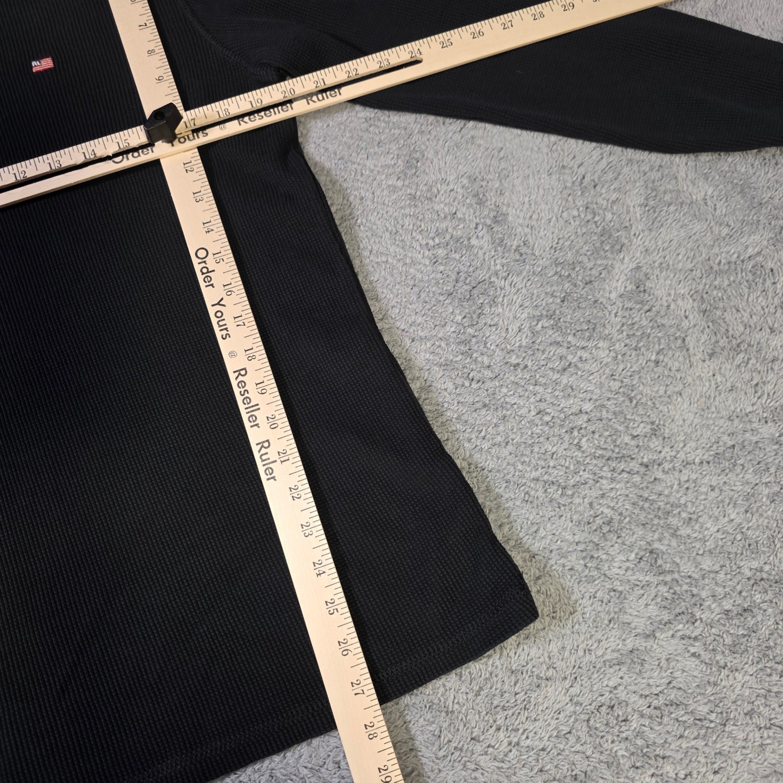 Polo Jeans Co Ralph Lauren Mens XL Thermal Shirt Black Waffle Knit Flag Logo gallery
