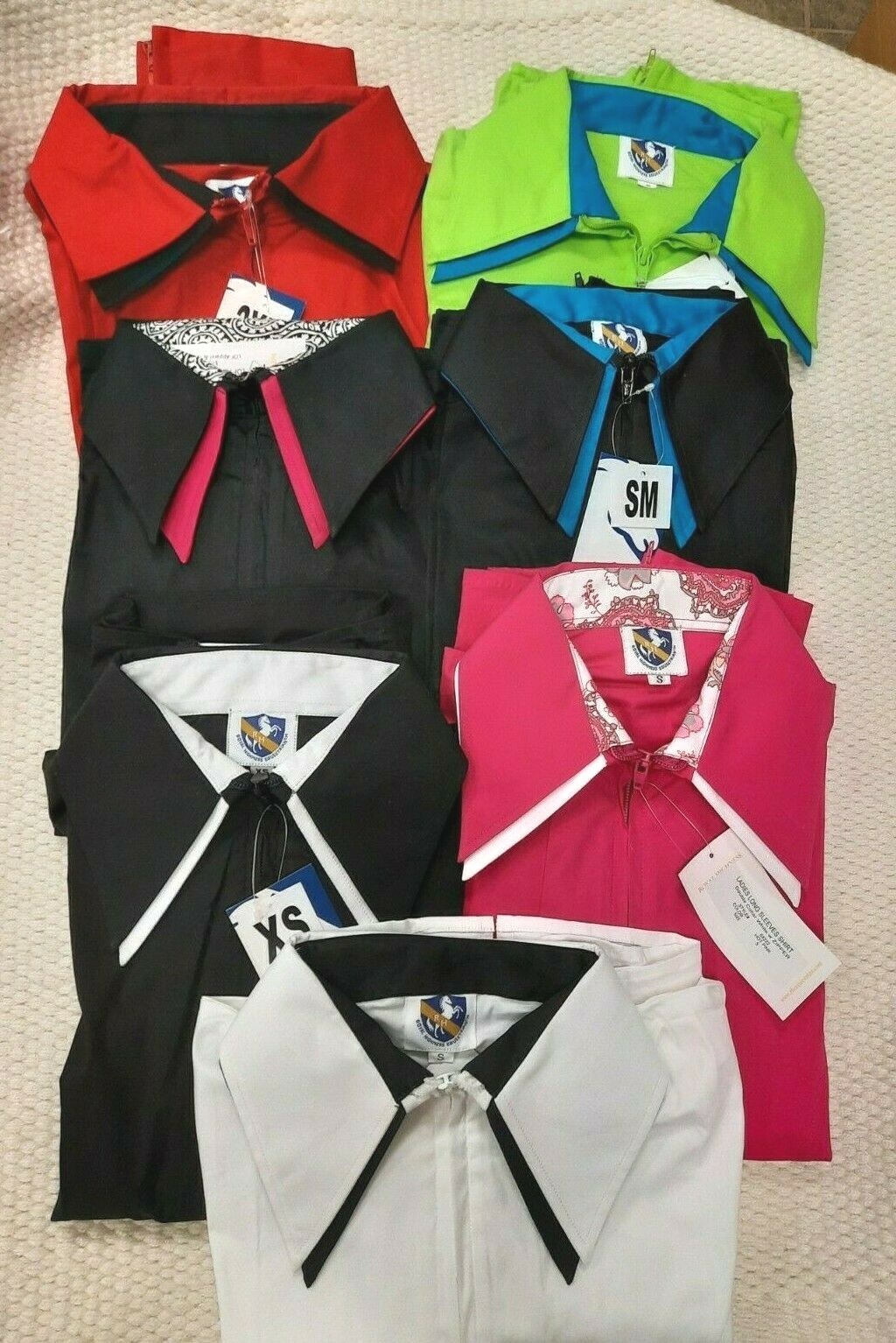 Royal Highness Equestrian Womens Cotton Zip Front Double Collar Show Shirts