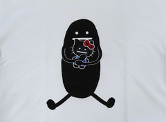 Hello Kitty T-Shirt Sanrio Graniph White Size S Unisex Plush Hug Print Japan