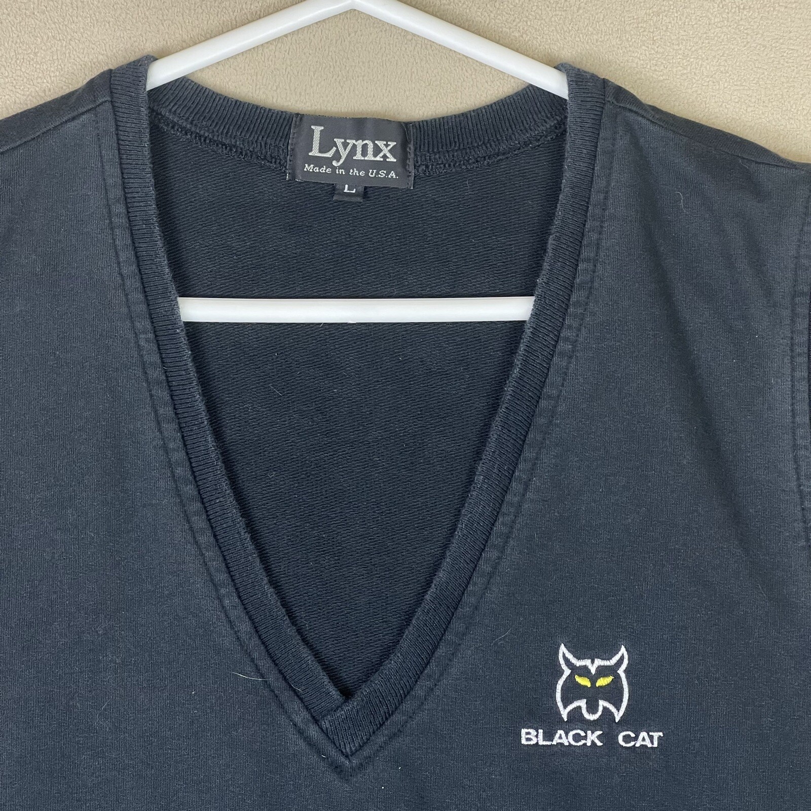 Lynx Mens L V Neck Vest Black Embroidered Logo 100% Cotton gallery