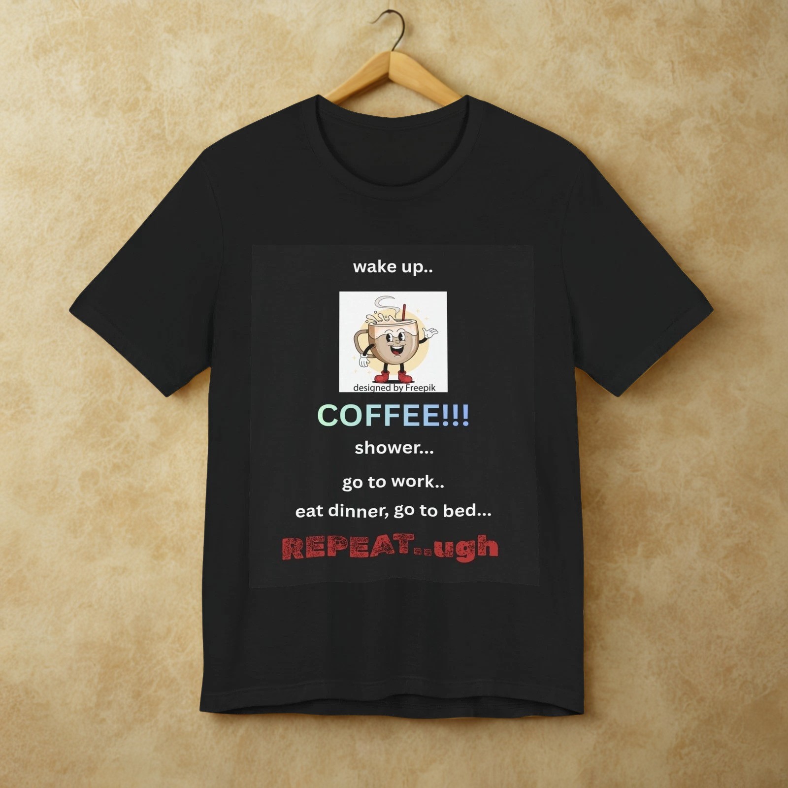 Coffee Routine Repeat Tee | Funny Coffee Schedule T-Shirt gallery