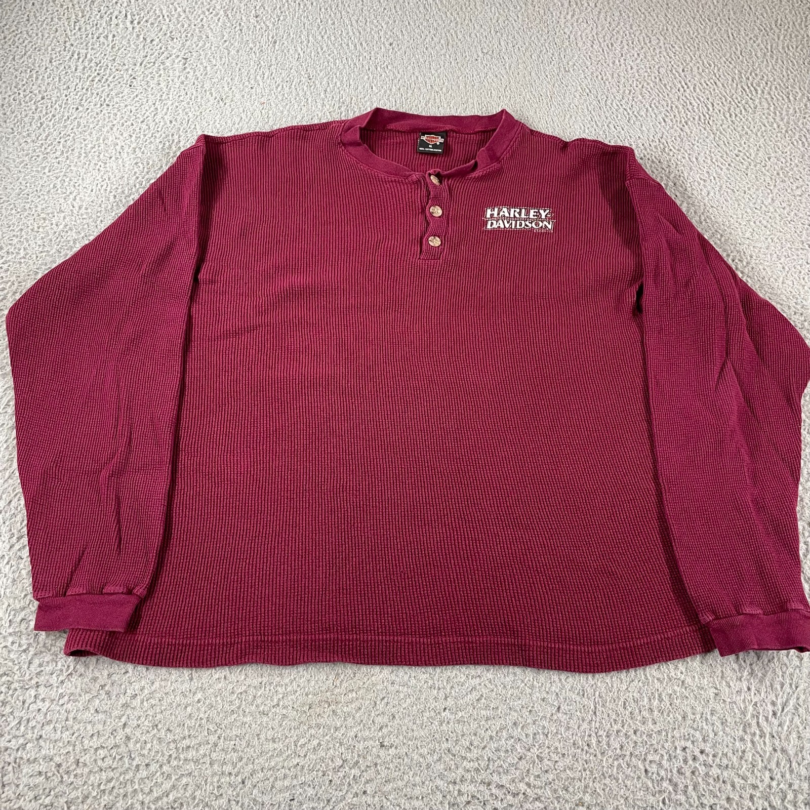 Vintage 90s Harley Davidson Thermal Shirt Mens XL Waffle Knit Long Sleeve USA