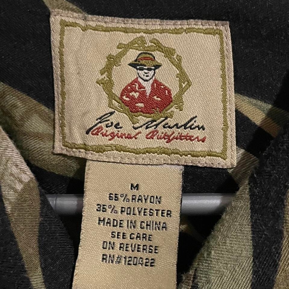 Joe Marlin 100% silk black an green shirt gallery