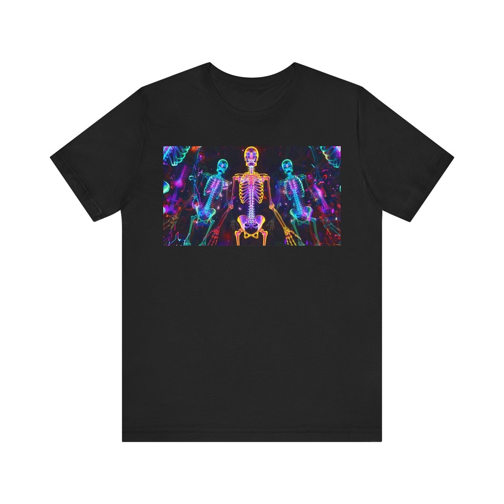 Illuminated Party Vibrant Skeleton Colorful Unisex Jersey Short Sleeve Tee