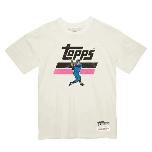 Mitchell & Ness Topps Heritage Cream Stripe Batter Tee - Brand New Large L gallery