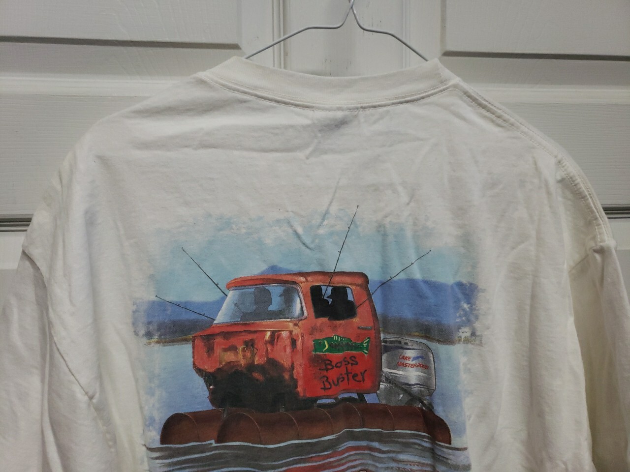 Vtg Redneck Bass Boat Men T Shirt Size XL White Fishing Short Sleeve gallery