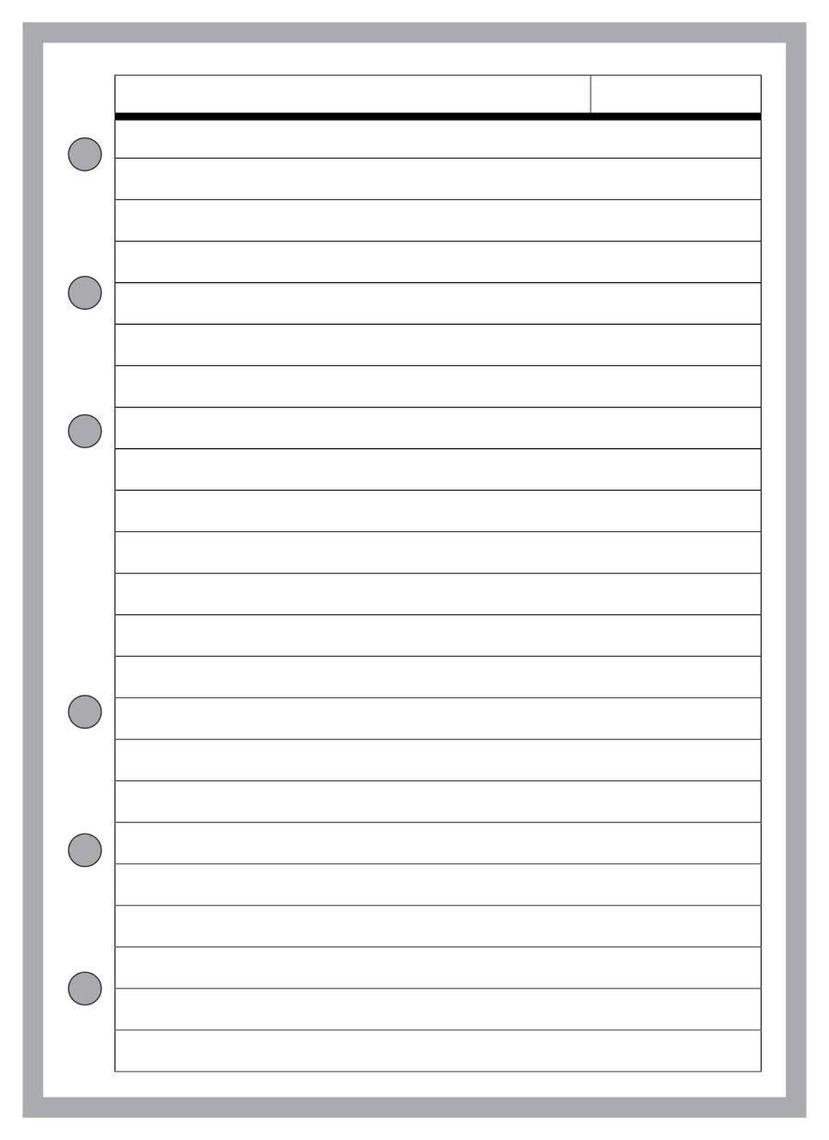 A6 Size Note Paper Planner Insert with Subject Line, for 6-Ring Binders (4.1″…