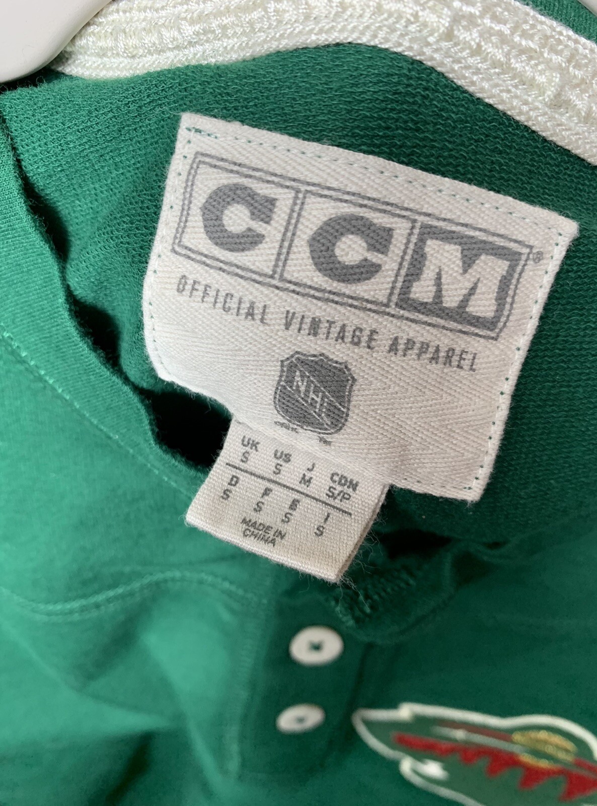 NHL MN WILD CCM Throwback 3-Button Henley Long Sleeve T-Shirt Men's SMALL gallery