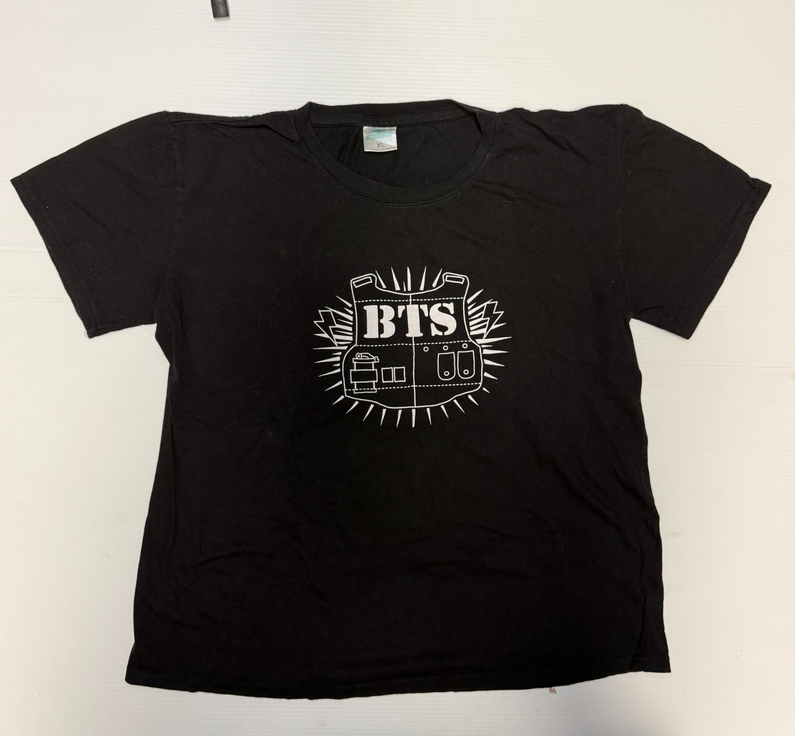 BTS JIMIN 95 Bullet Proof Vest Logo Black Shirt Yangronhua XL 20.5″ x 24″