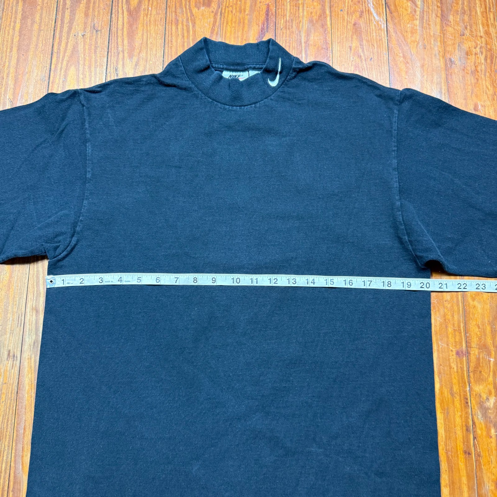 Vintage Nike Mock Neck Shirt Mens Size Medium Black Long Sleeve Swoosh 90s gallery