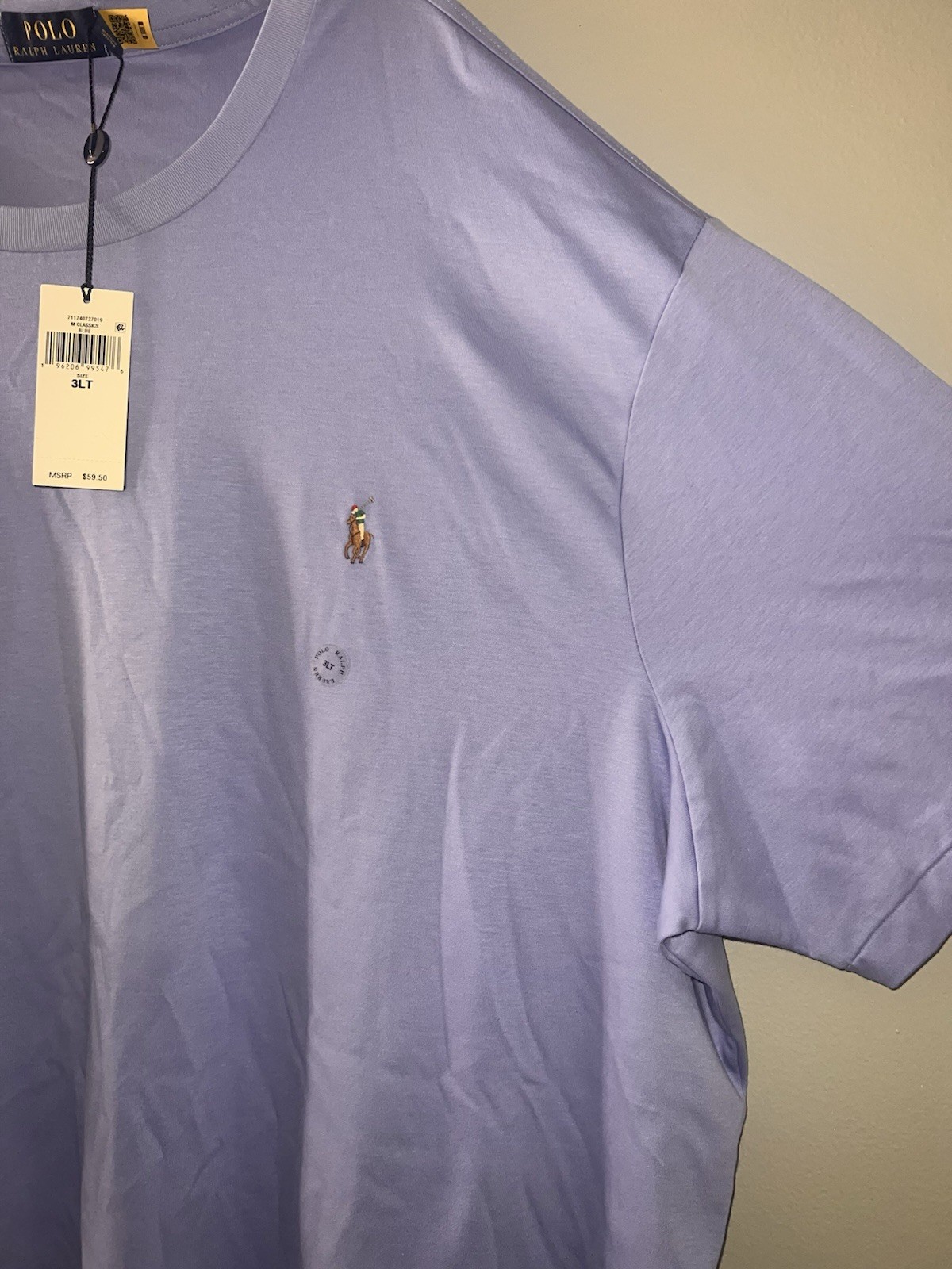 Polo Ralph Lauren Shirt Mens 3LT Blue Classic Pony Tee Crew Neck Golf 639 gallery