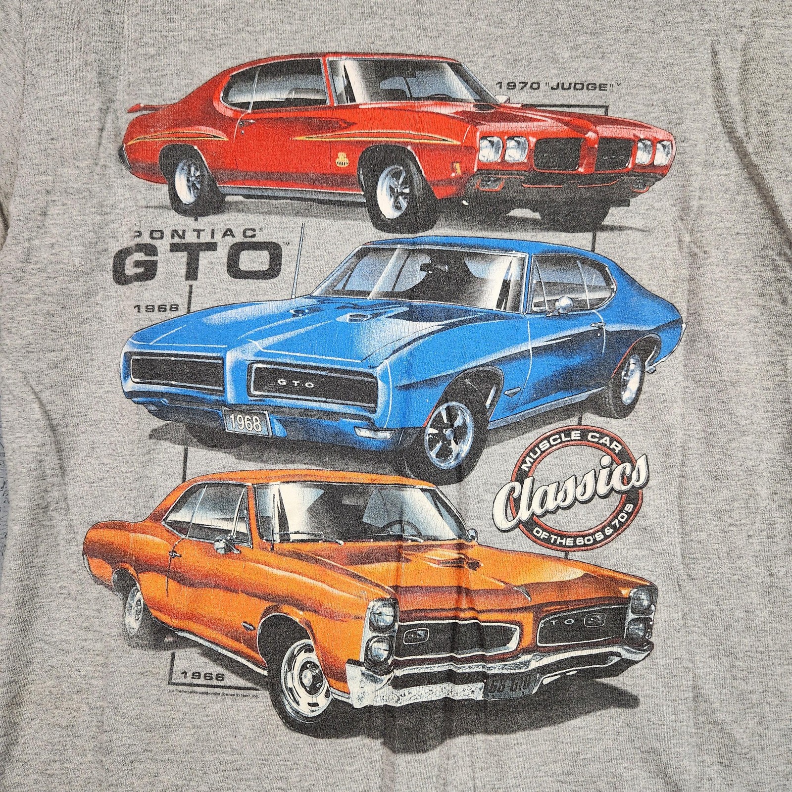 Vintage Pontiac GTO Classics Shirt Mens Medium Gray Muscle Car 60s 70s Graphic gallery