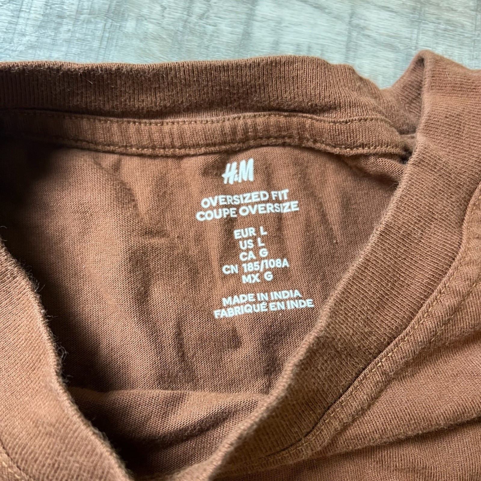 H&M T-Shirt Mens L Brown Oversized Fit Cotton Short Sleeve Crew Neck Streetwear gallery