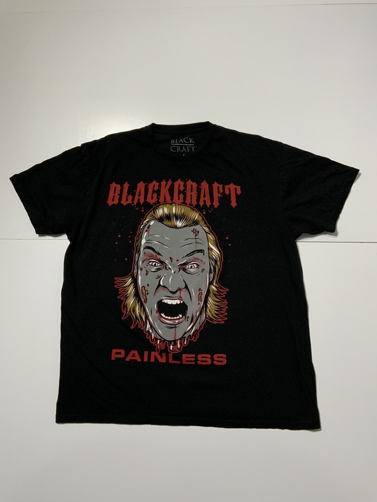 Black Craft Cult Painless Chris Jericho Black Graphic Wrestling T-Shirt Sz. L
