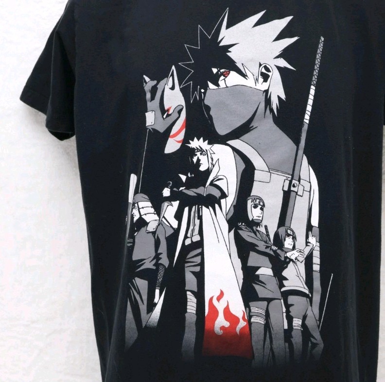 Naruto Shippuden Kakashi Graphic T-Shirt Men's Large Black Anime Manga Tee gallery