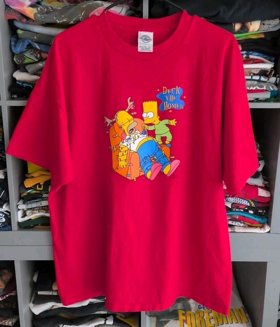 Vintage Simpsons Christmas Shirt Deck The Homer USA Bart Simpson XL