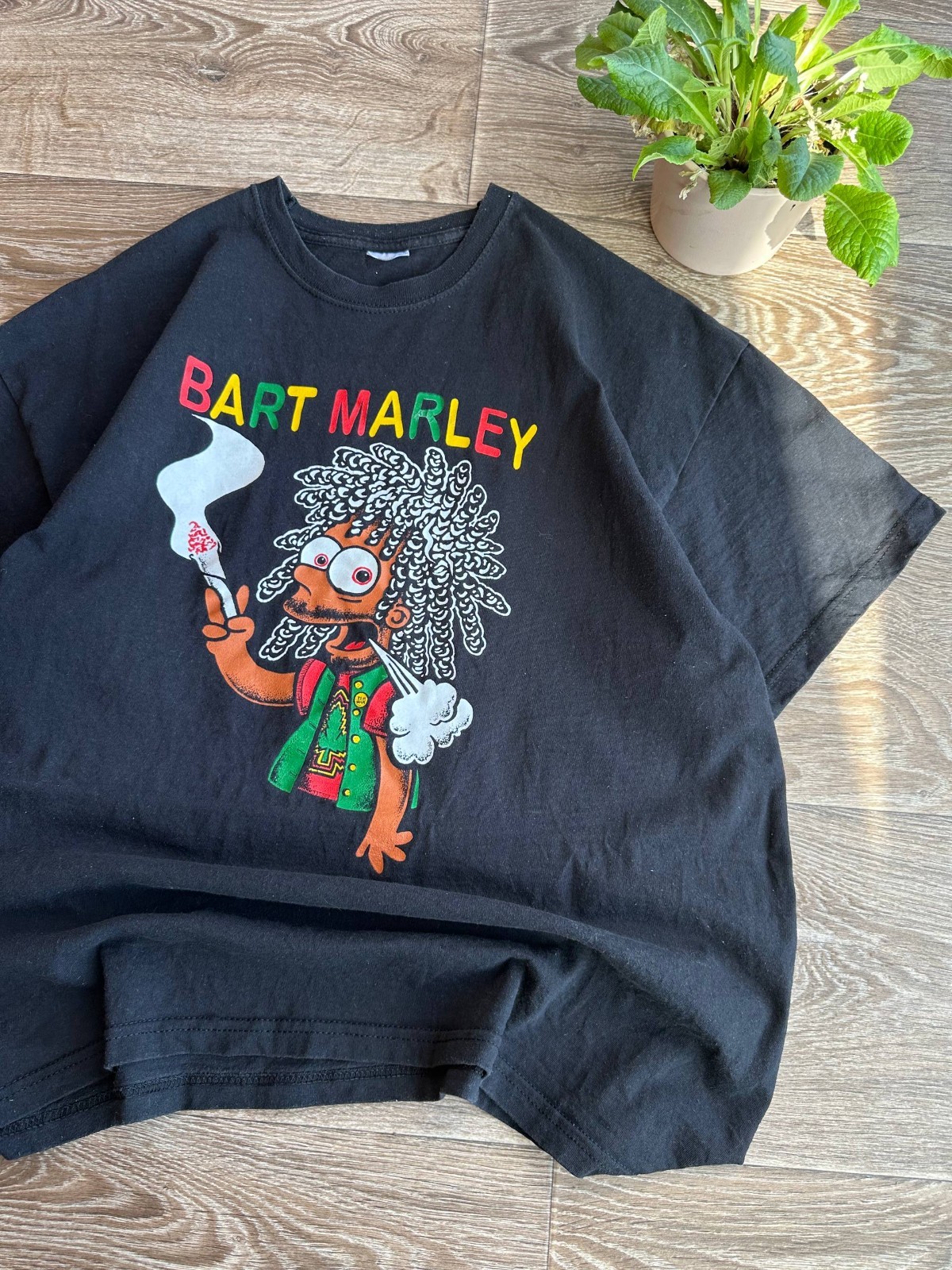 90s Bart Marley Vintage Simpsons T Shirt Homer Band USA Mens Size XL Black gallery