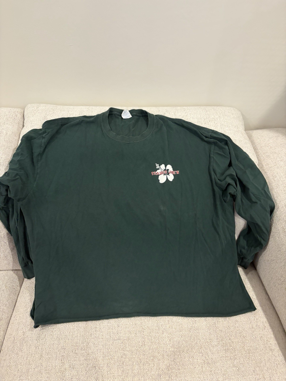 Trader Joe’s Hunter Green Long Sleeve T-Shirt, 3x *MINIMAL DAMAGE AS SHOWN*
