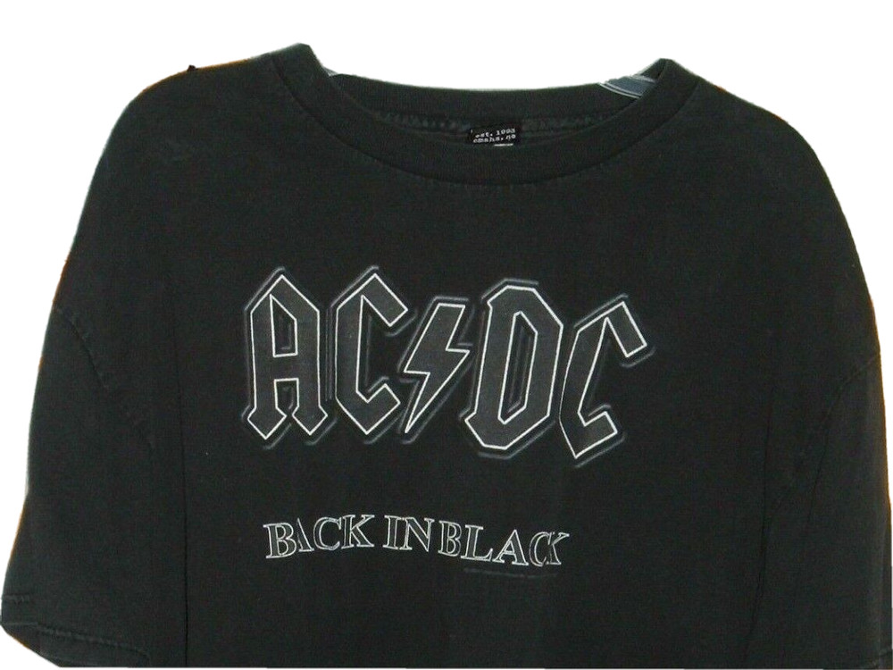 Vtg AC DC Tee Impact Merchandising Back In Black Rock Band T-Shirt 2005 Unisex