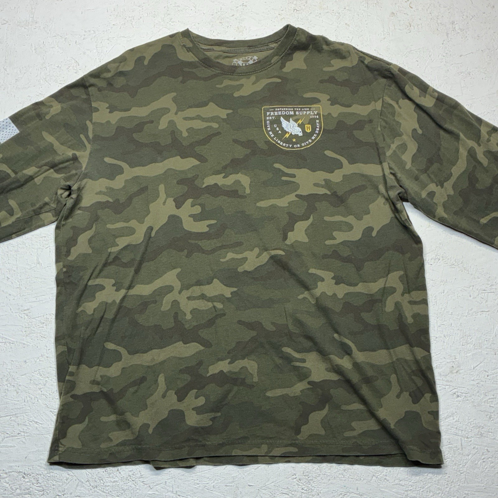 Howitzer Patriot MFG Mens LS Green Camo Shirt Give Me Liberty XXL USA Tactical gallery