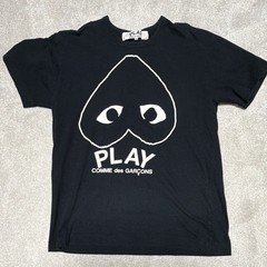 Comme des Garcons PLAY Size XL Black Graphic Logo Crew Neck Short Sleeve Tee