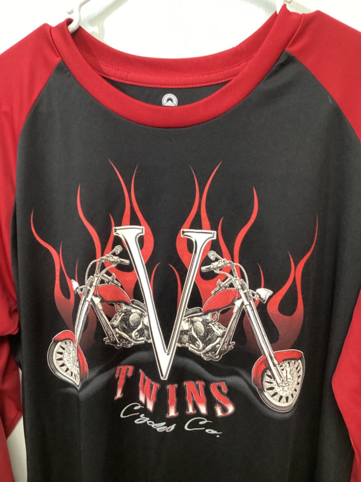 Twins Cycles (Red/Black) Medium Long Sleeve UV Protection Poly T Shirt T6 gallery