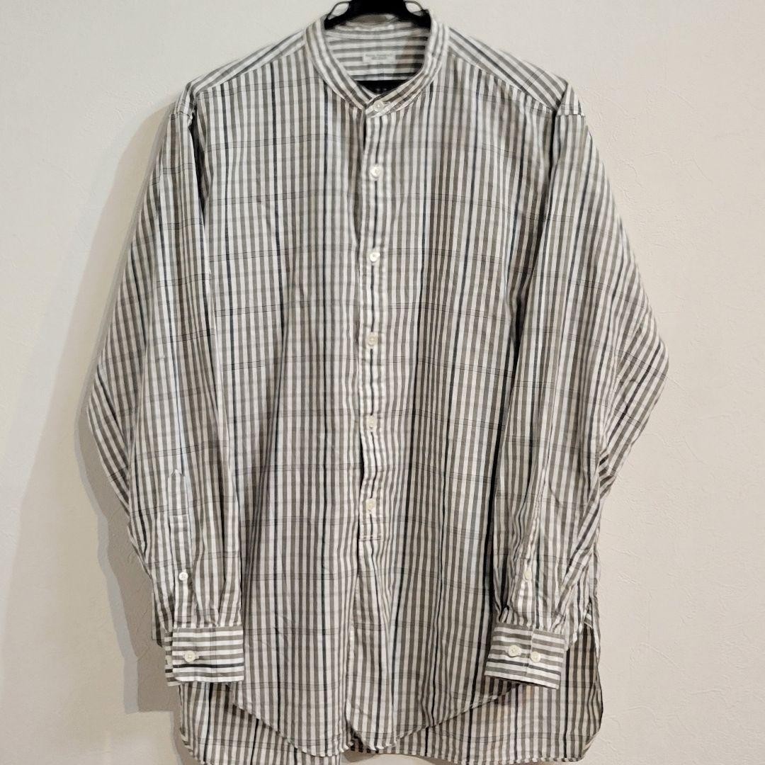 PHIGVEL Stand Collar Long Shirt Striped Gray/White Size 2 Japan Made gallery