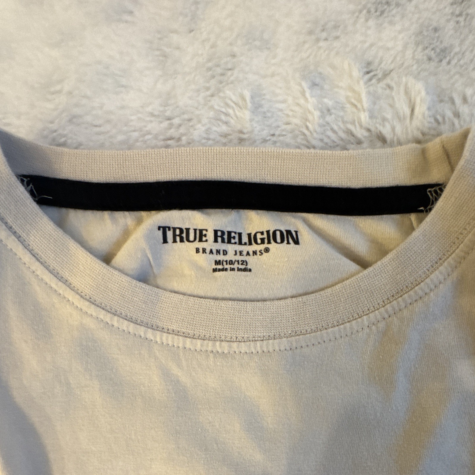 True Religion Beige Solid Logo Crew Neck Short Sleeve Cotton T-Shirt Boys gallery