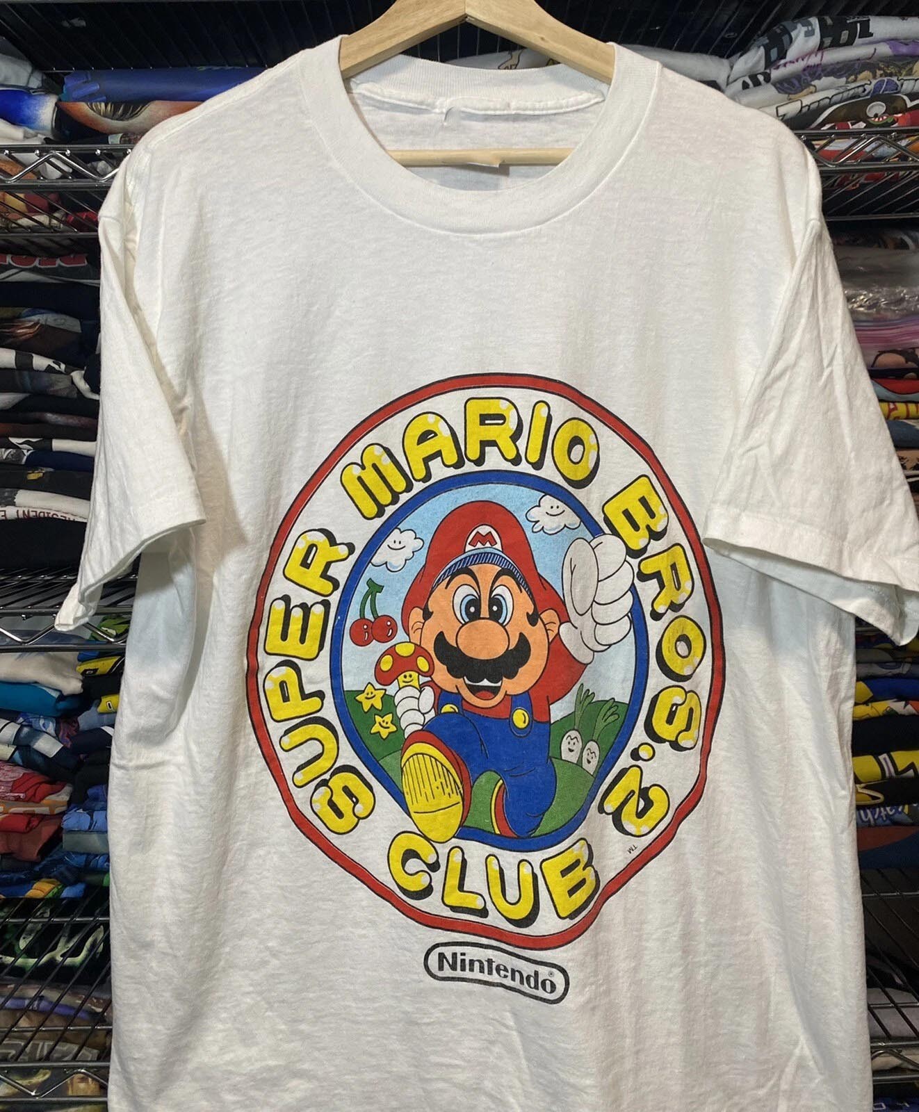 Vintage Mario Bros 2 1988 Fam Club Mushroom Shirt S-5XL