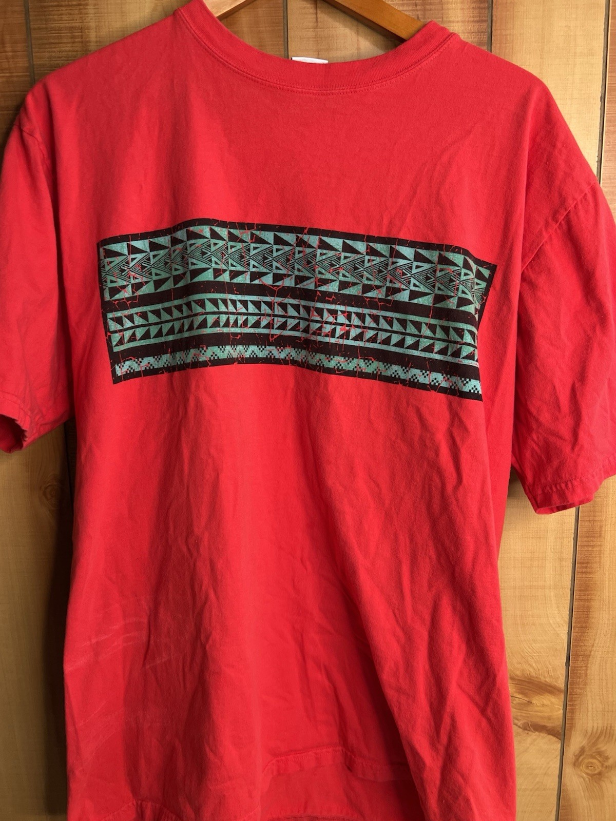 Crazy Shirts Hawaii L Alli Tapa Band Candy Apple Red Dyed USA 100% Cotton