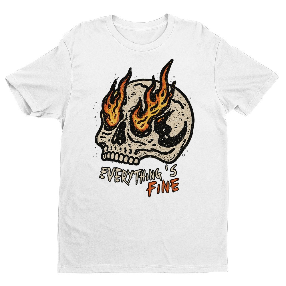 Retro Everything Is Fine Skull Unisex T-shirt | Skull Lover Gifts for Men gallery