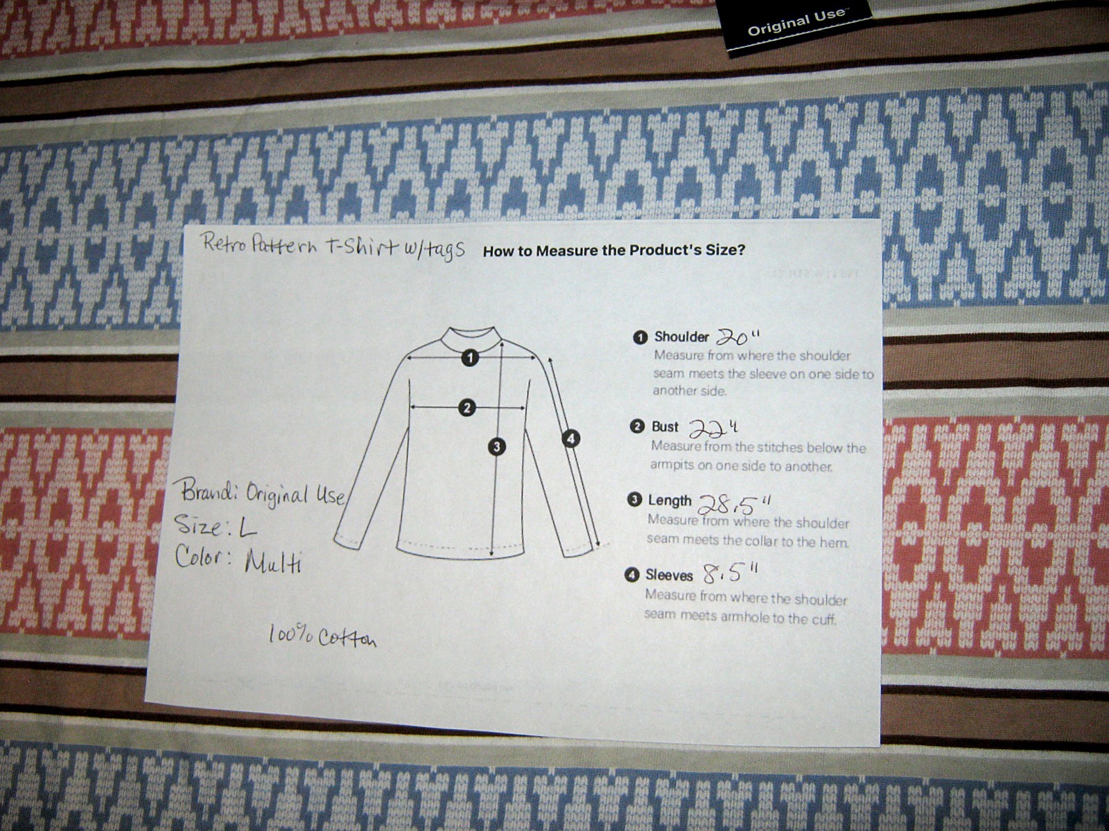 Original Use Retro Pattern Shirt Size L New with Tags gallery