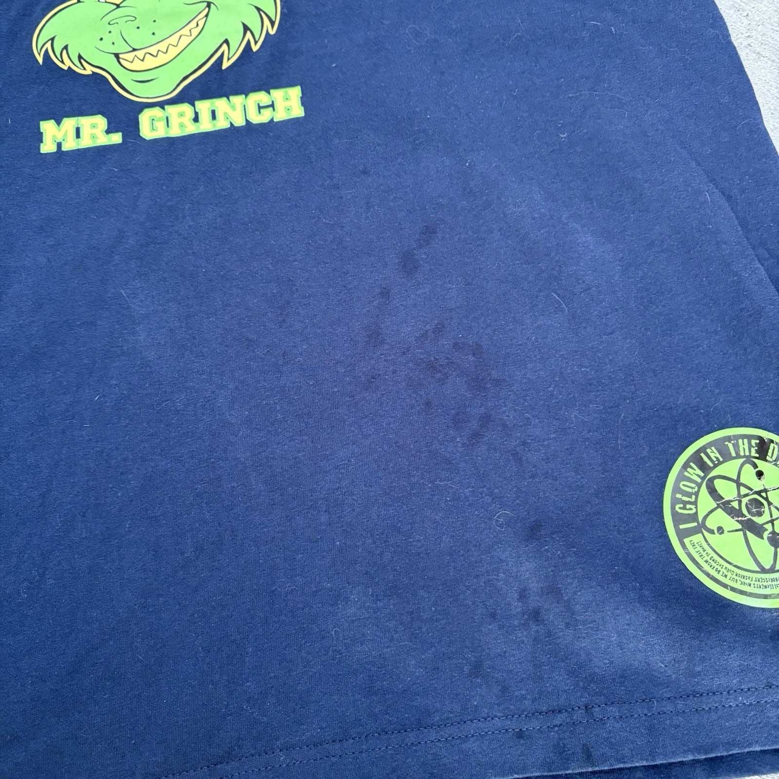 Y2K Dr Sues Mens XL Grinch Glow In The Dark University Tee Shirt Christmas Green gallery