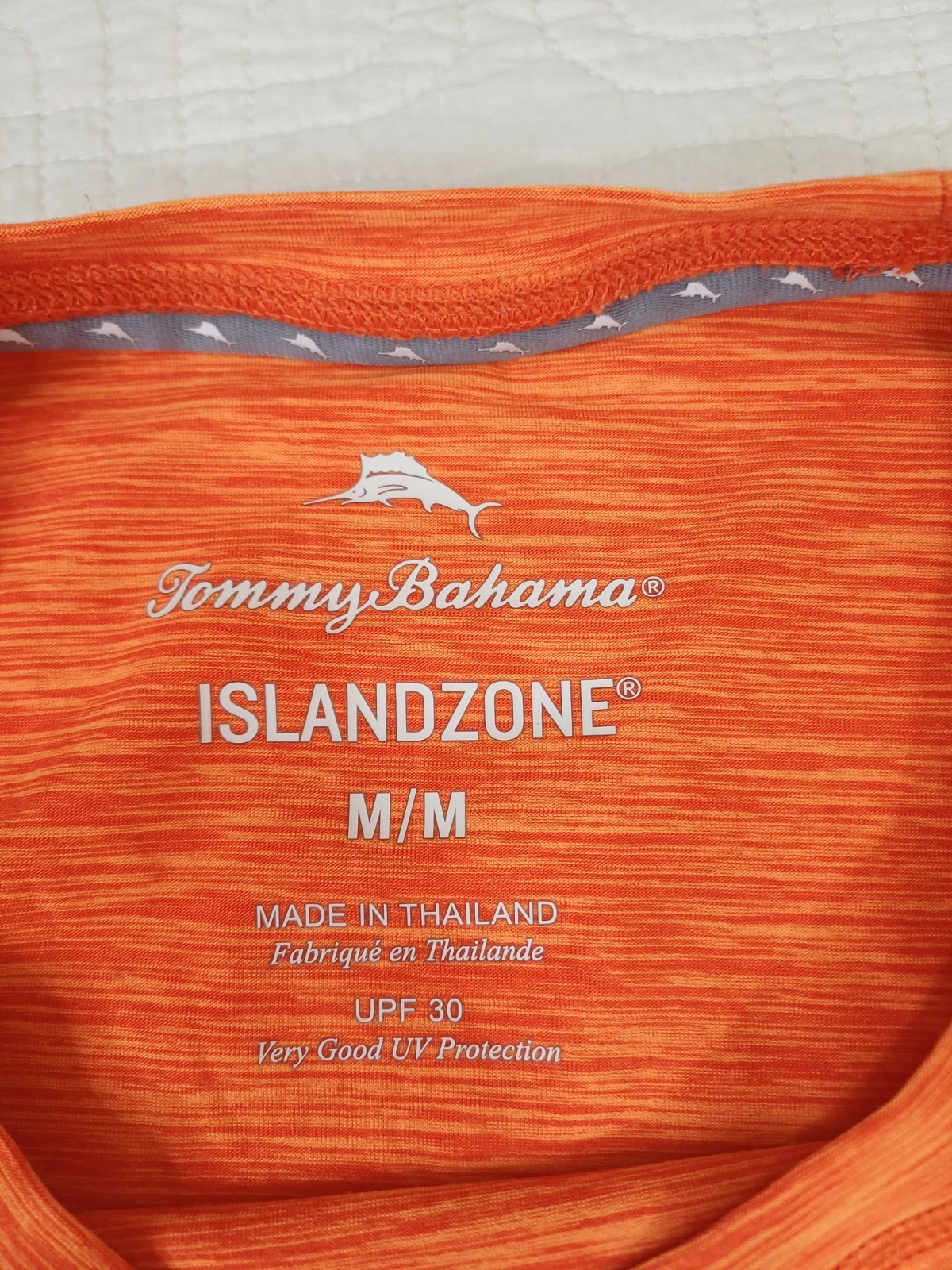 Tommy Bahama Shirt Men Medium Orange IslandZone Crew Neck UPF30 Lightweight Perf gallery