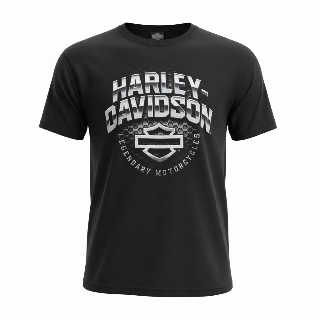 Harley-Davidson Men’s Winter Chrome Bar & Shield Crew-Neck Dealer T-Shirt Black