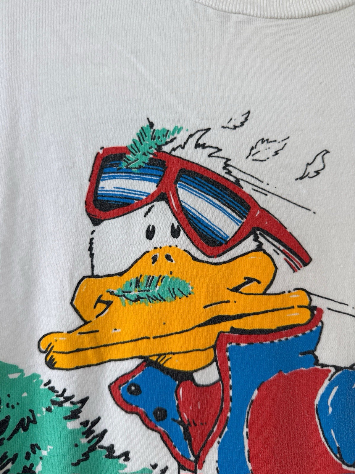 Vintage 80’s Breckenridge CO Sh*t Happens Duck Skiing Funny White Tee - XL/XXL gallery