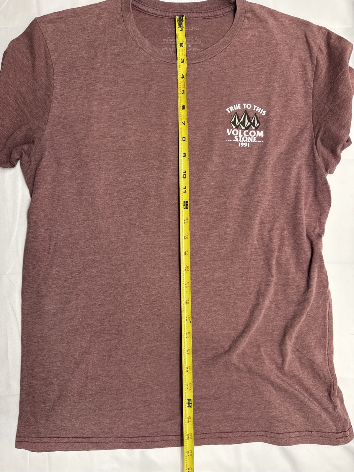 Size LARGE Men’s Volcom Stone T-Shirt “True to This” Heather Maroon gallery
