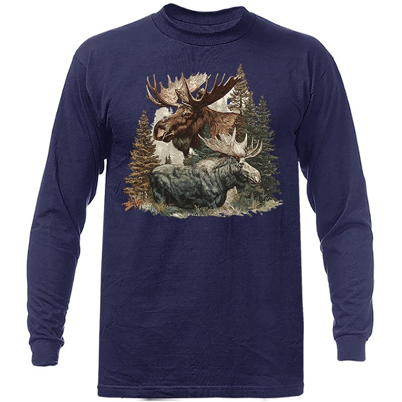 Bull Moose Forest Wildlife Wilderness Nature Outdoor Long Sleeve Shirt gallery