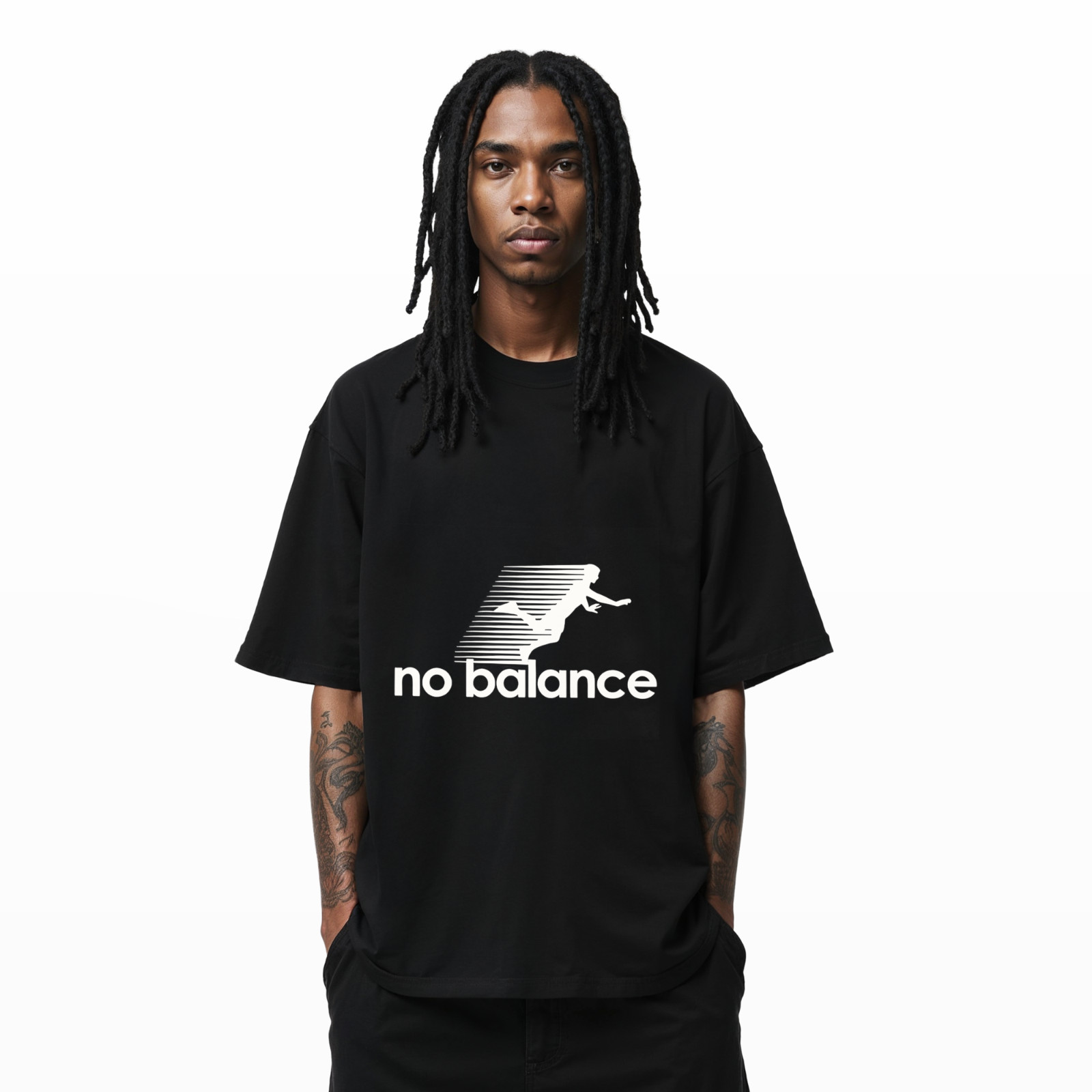 No Balance Funny T-Shirt – Parody Graphic Tee with Falling Silhouette A326 gallery