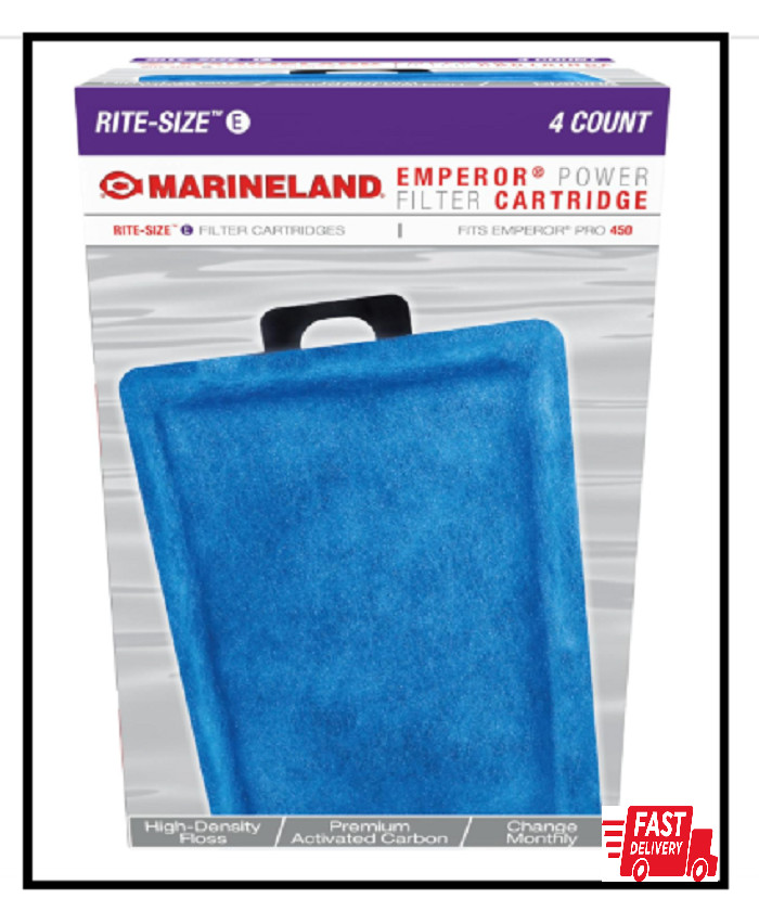 Marineland Emperor Power Filter Cartridge Rite-Size E, 4 Count, Replacement Cart