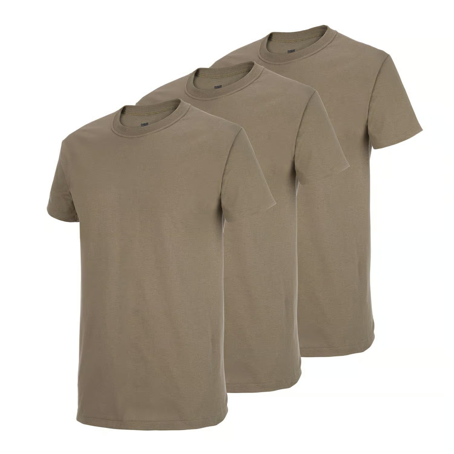 NWOT UNISEX SMALL Duke 100% Cotton Military T-Shirt 3 Pack COYOTE TAN
