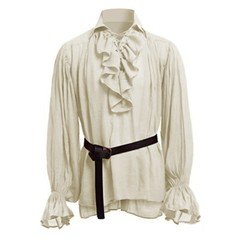 Men Steampunk V Neck Puffy Sleeve Renaissance Medieval Shirt Blouse Tops Costume