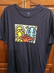 Keith Haring x Gap Hear See Say No Evil Pop Street Art Soft Comfy T Shirt XL