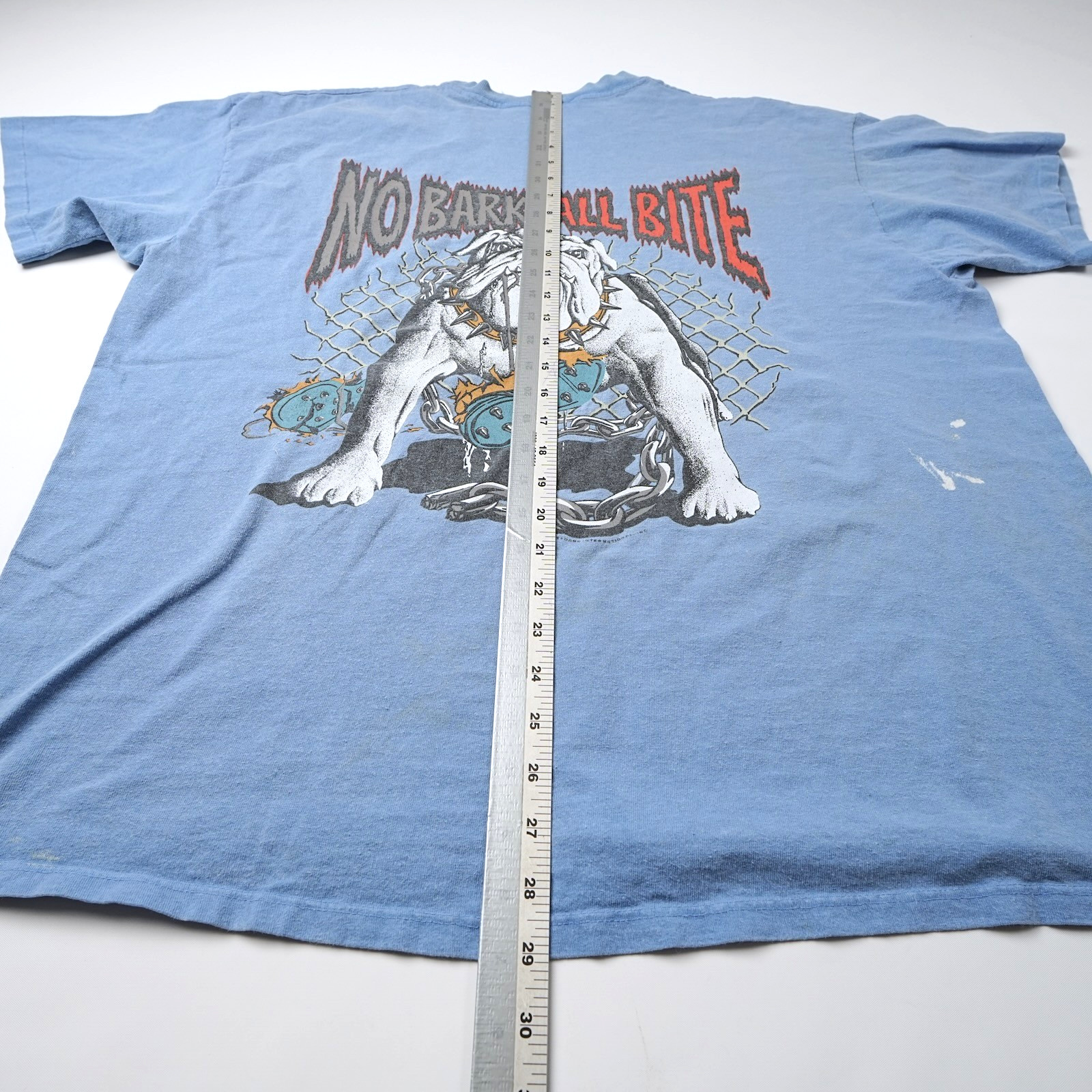 Vintage 1994 LifeForms T-Shirt Mens XL No Bark All Bite Bulldog Light Blue 90s gallery
