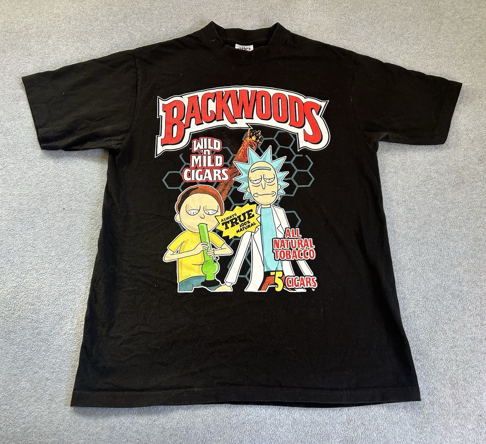 Vtg Backwoods Rick And Morty 420 Funny Black Shirt Size Large Mens
