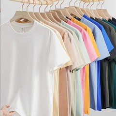 Custom Printed Design 100% Cotton 230g Heavyweight Solid Color Round-Neck Short