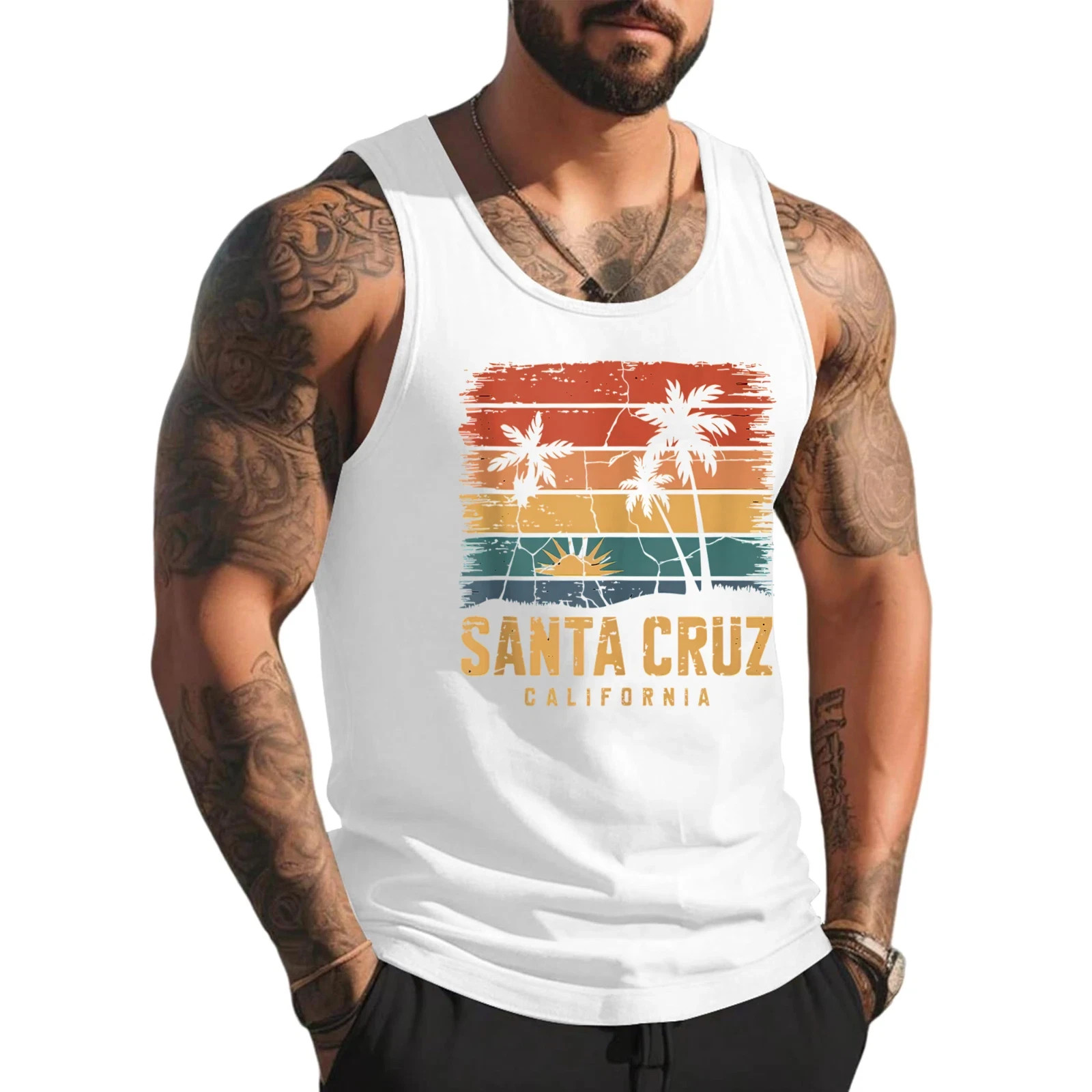 Santa Cruz Tshirt Men Women California Retro Sunset Tank Top gallery