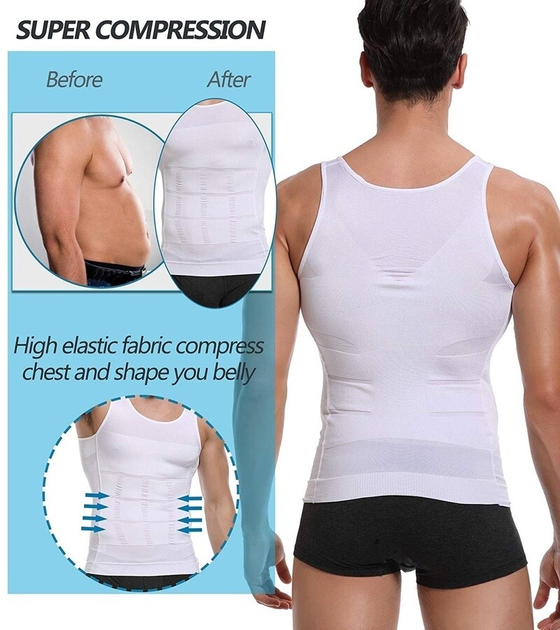 Men Slimmer Body Shaper Vest Abs Abdomen Compression Shirt Workout Tank Tops US gallery
