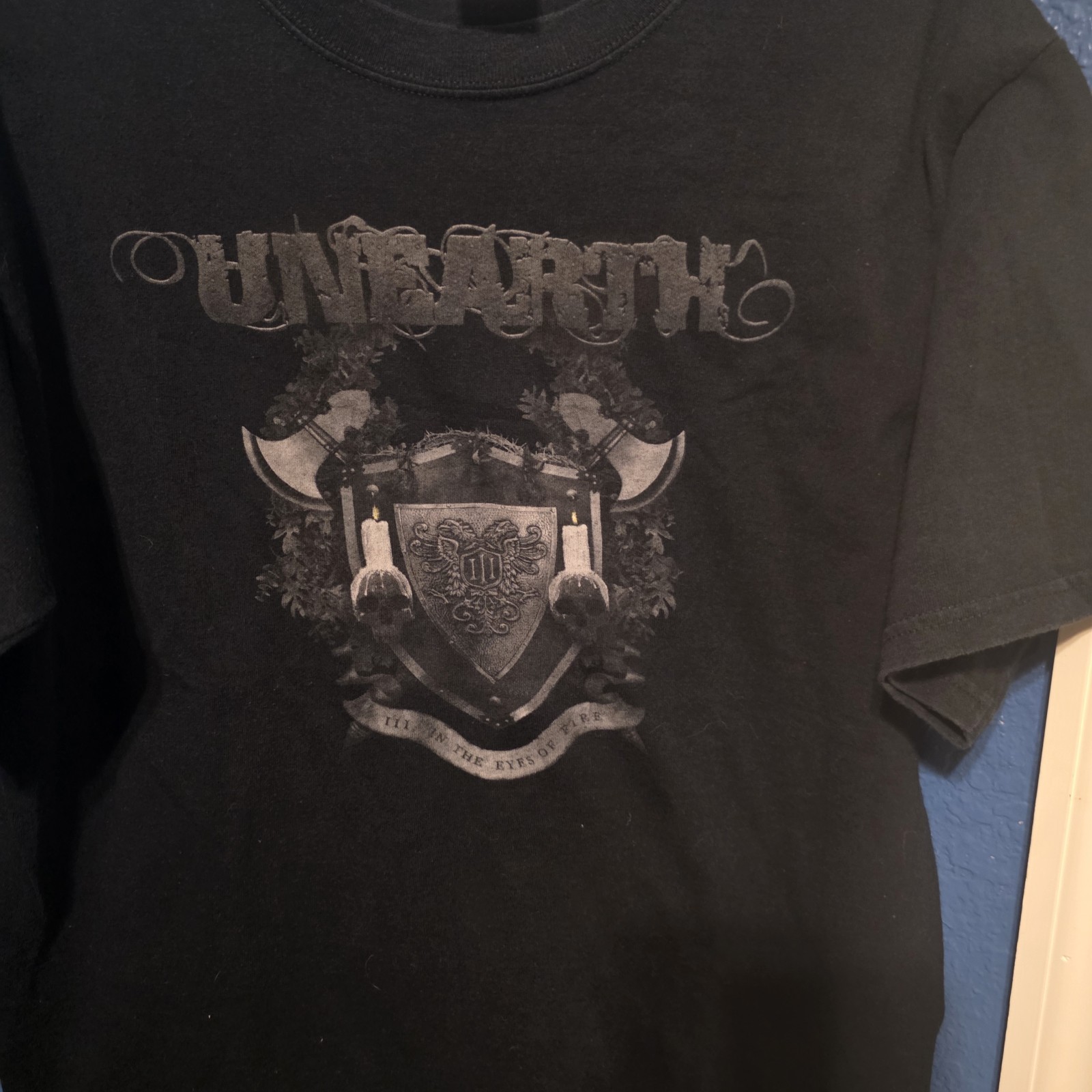 Unearth III In the Eyes of Fire T-shirt Metal Core Black Graphic Tee Size M gallery
