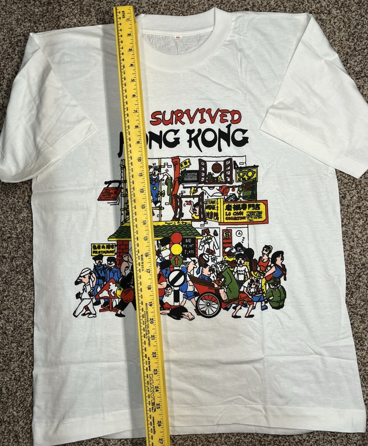 NOS Vintage I Survived Hong Kong Tourist T Shirt Size XL Extra-Large White gallery